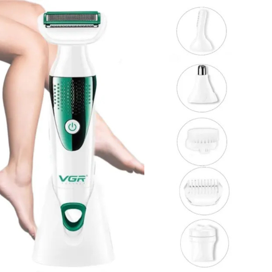 Універсальний жіночий набір з догляду VGR V-720 (5 в 1, з насадками, електробритва, щітка, масажер)
