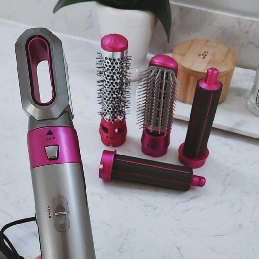Стайлер 5 в 1 HAIR BRUSH Styler +Футляр для різних типів волосся з функціями надання об'єму, випрямлення, укладання, фіолетовий