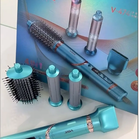 Фен стайлер VGR V 474 4 в 1 фен для волосся 4 насадки 1400 Вт швидке сушіння укладання об'єм випрямлення завивка зелений